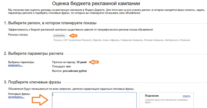 Определяем стоимость рекламы Яндекс Директ в месяц.